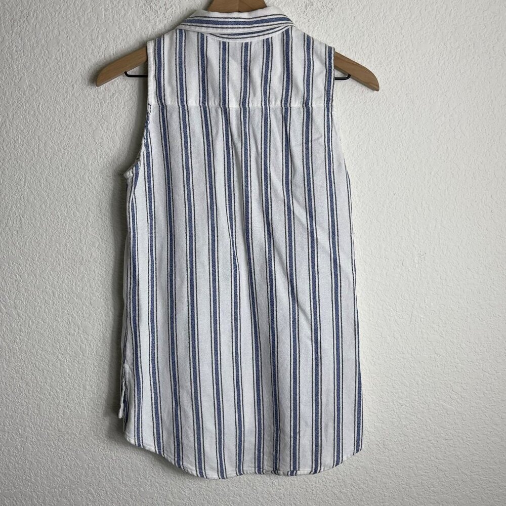 Shyanne Women’s Sleeveless Blue Stripe Lace Collar Blouse Small - Picture 9 of 10